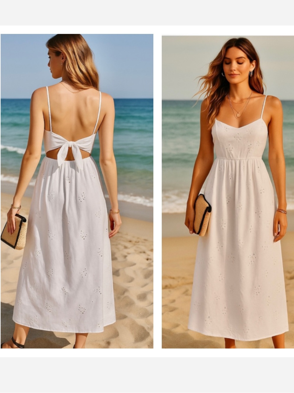 ZARA White Fully Lined Linen Openwork Embroidery Eyelet Midi Maxi Dress $69.90
